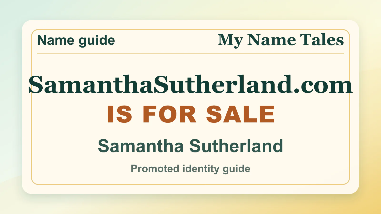 Samantha Sutherland personal name guide thumbnail on My Name Tales