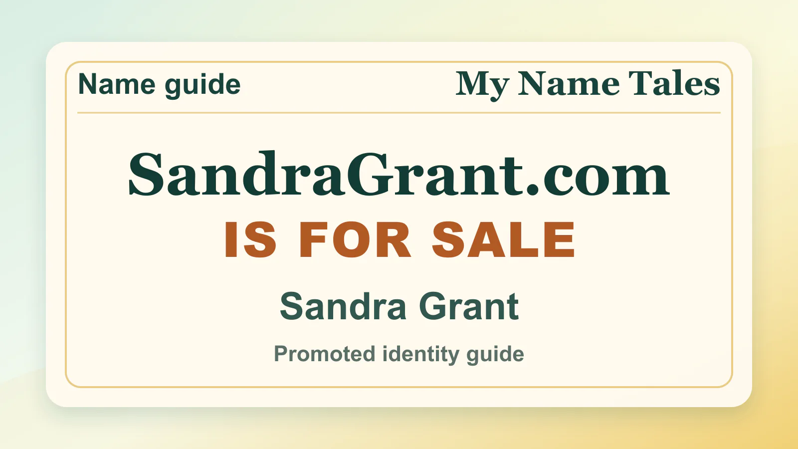 Sandra Grant personal name guide thumbnail on My Name Tales