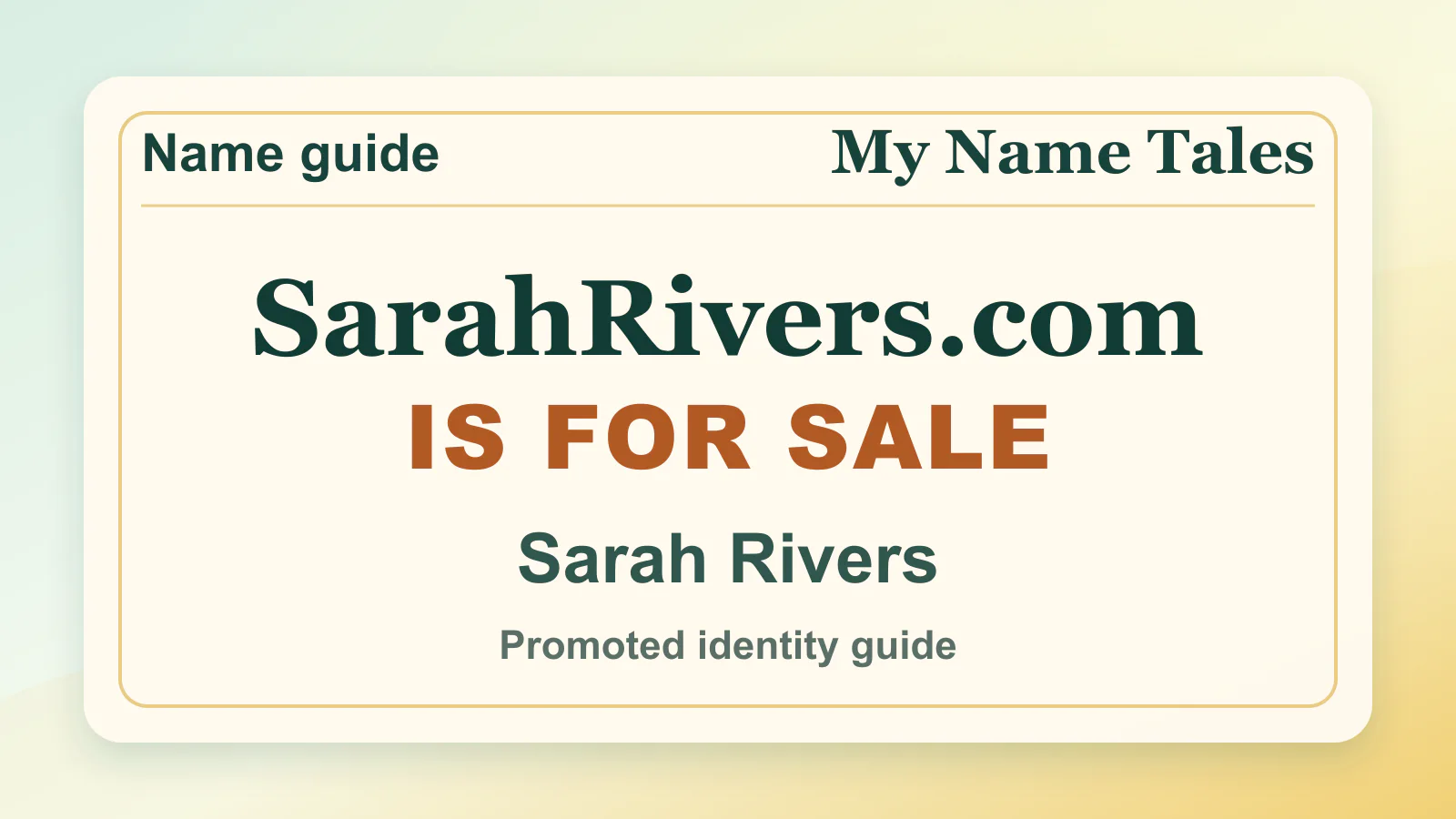 Sarah Rivers personal name guide thumbnail on My Name Tales