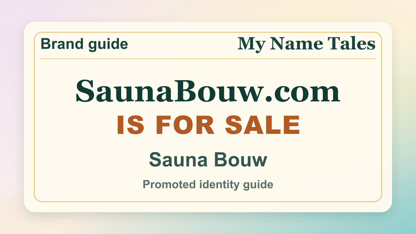 Sauna Bouw identity guide image — SaunaBouw.com is for sale