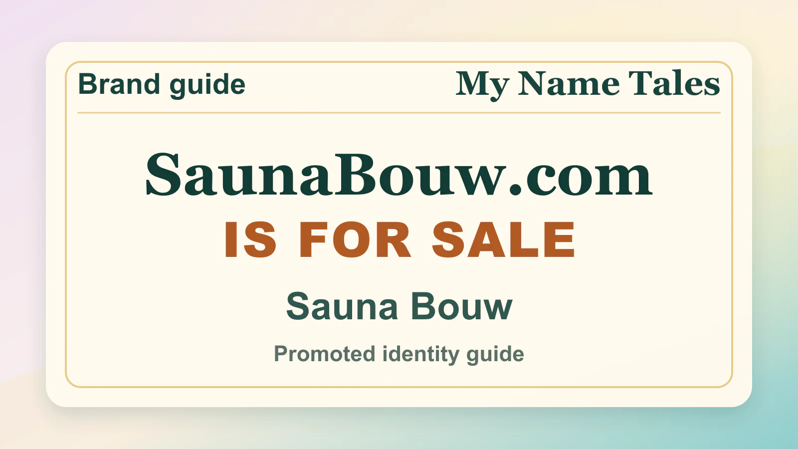 Sauna Bouw brandable domain guide thumbnail on My Name Tales