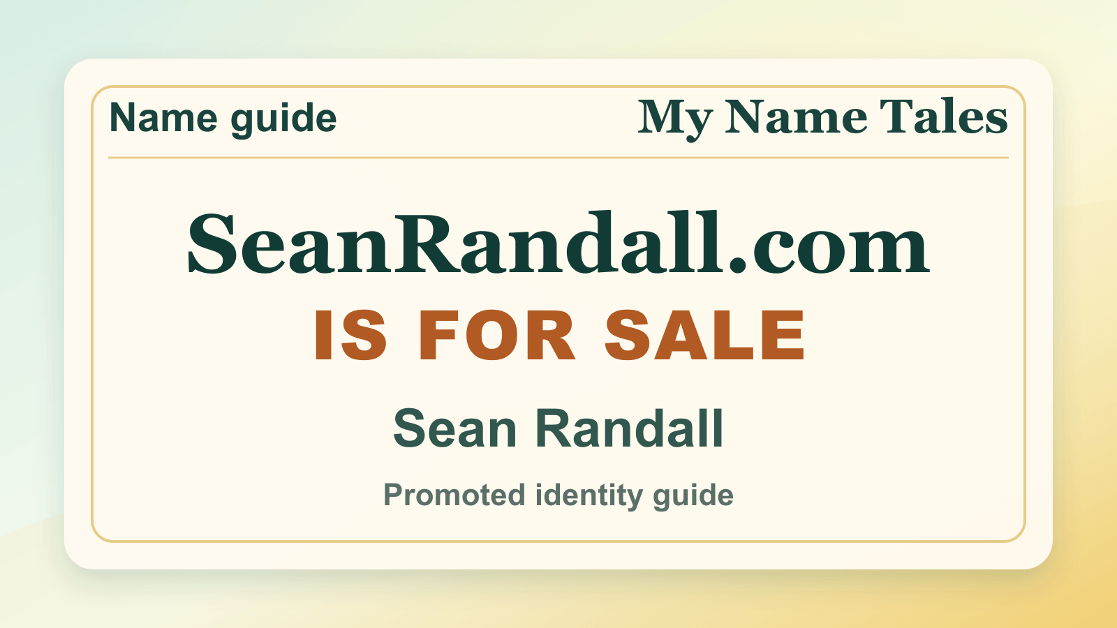 Sean Randall identity guide image — SeanRandall.com is for sale