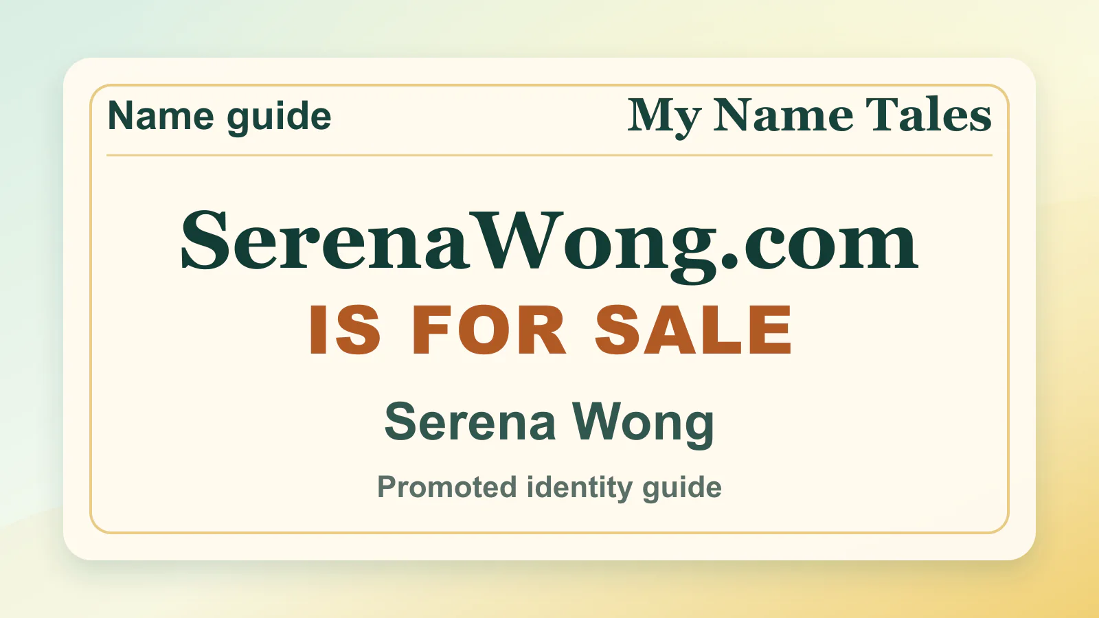 Serena Wong personal name guide thumbnail on My Name Tales