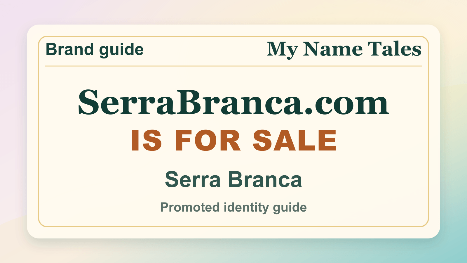 Serra Branca identity guide image — SerraBranca.com is for sale