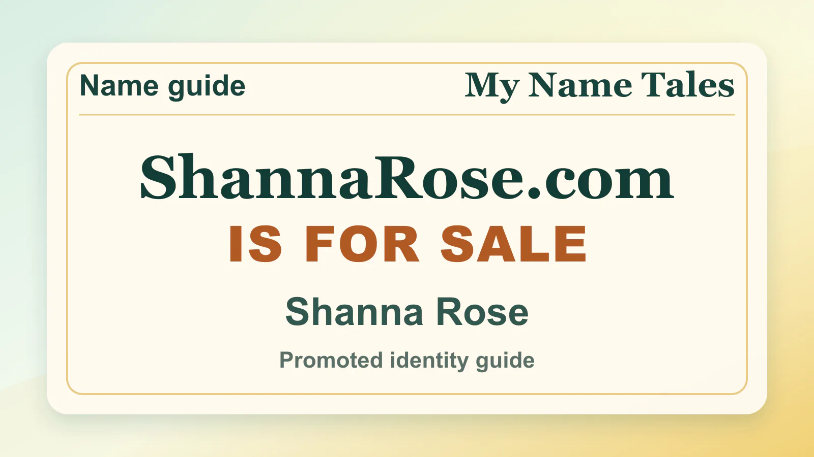 Shanna Rose personal name guide thumbnail on My Name Tales