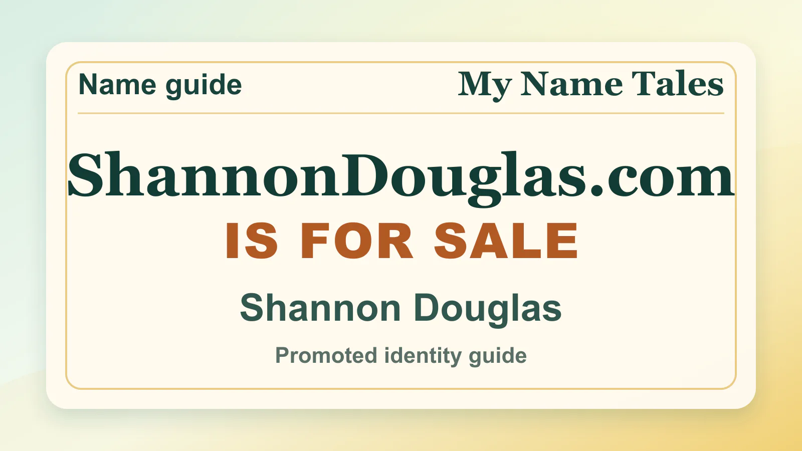 Shannon Douglas personal name guide thumbnail on My Name Tales