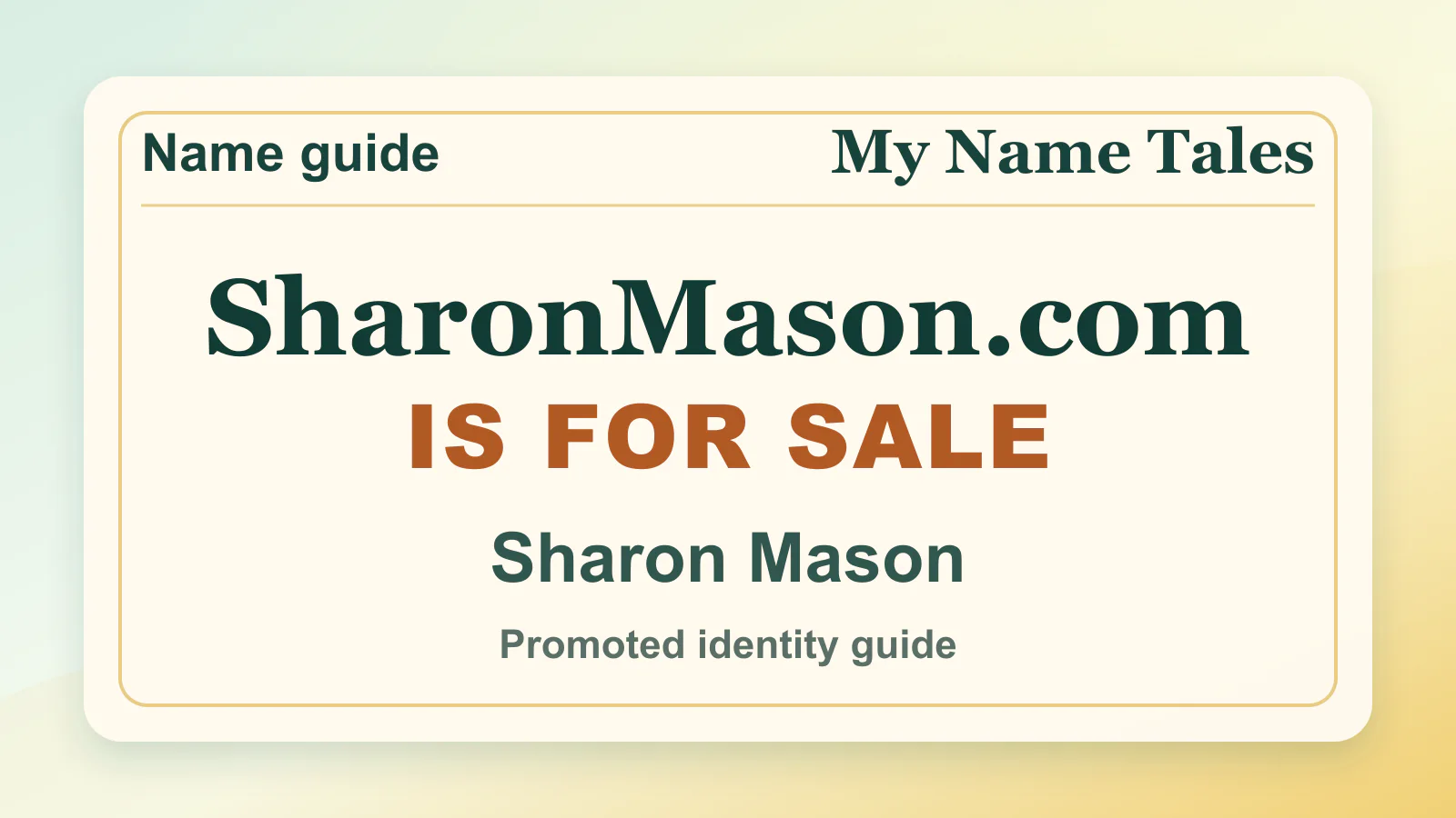 Sharon Mason personal name guide thumbnail on My Name Tales
