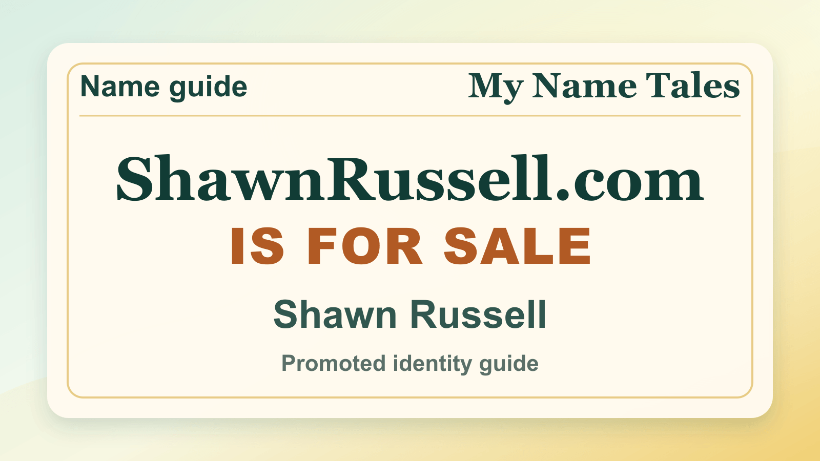 Shawn Russell identity guide image — ShawnRussell.com is for sale