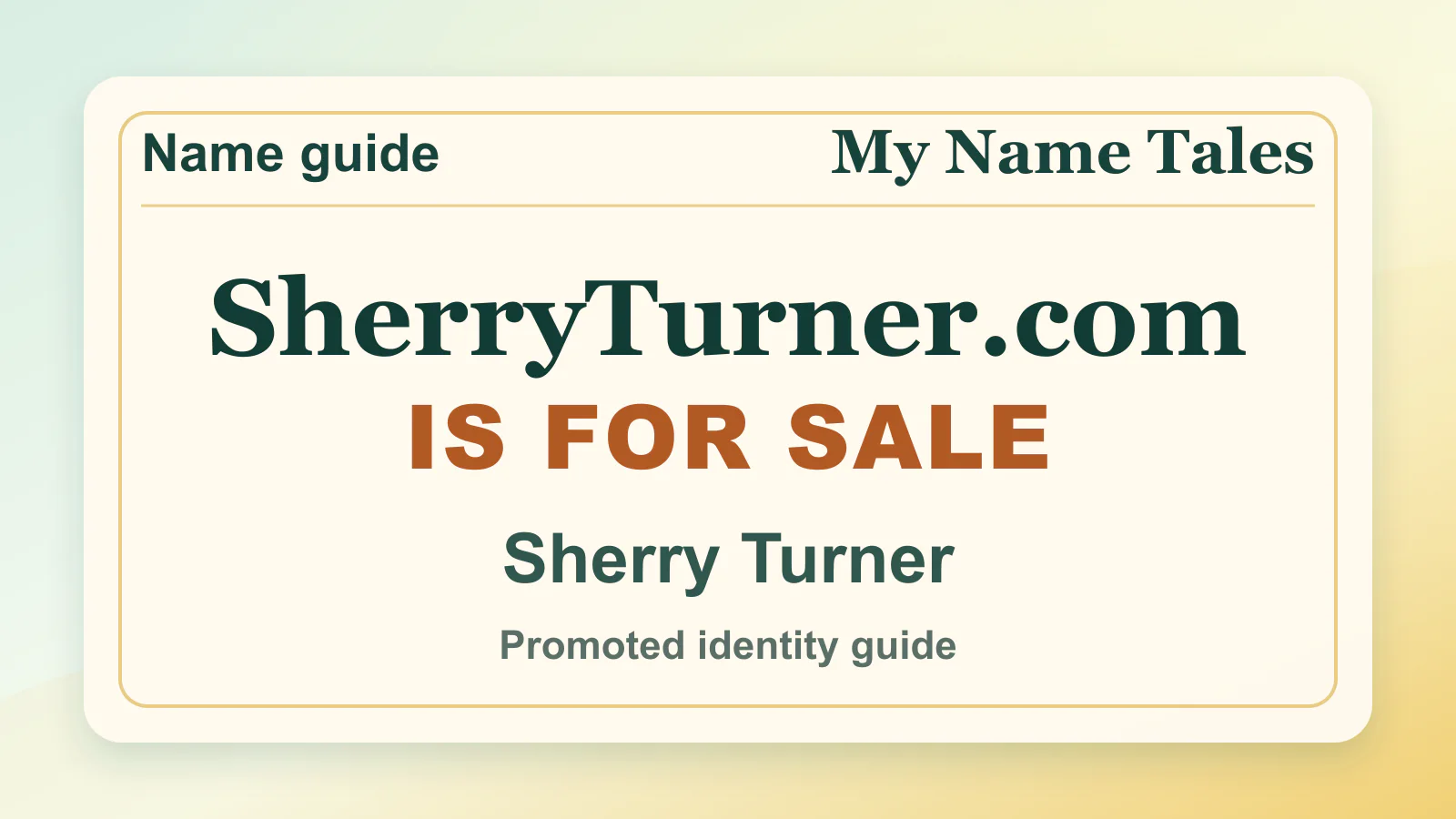 Sherry Turner personal name guide thumbnail on My Name Tales