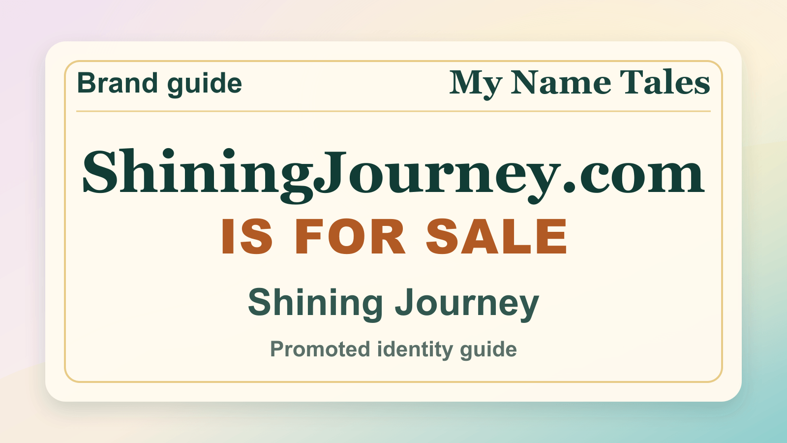 Shining Journey identity guide image — ShiningJourney.com is for sale