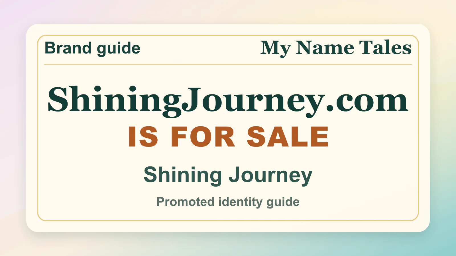Shining Journey brandable domain guide thumbnail on My Name Tales