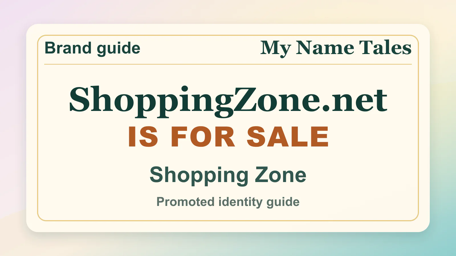 Shopping Zone brandable domain guide thumbnail on My Name Tales