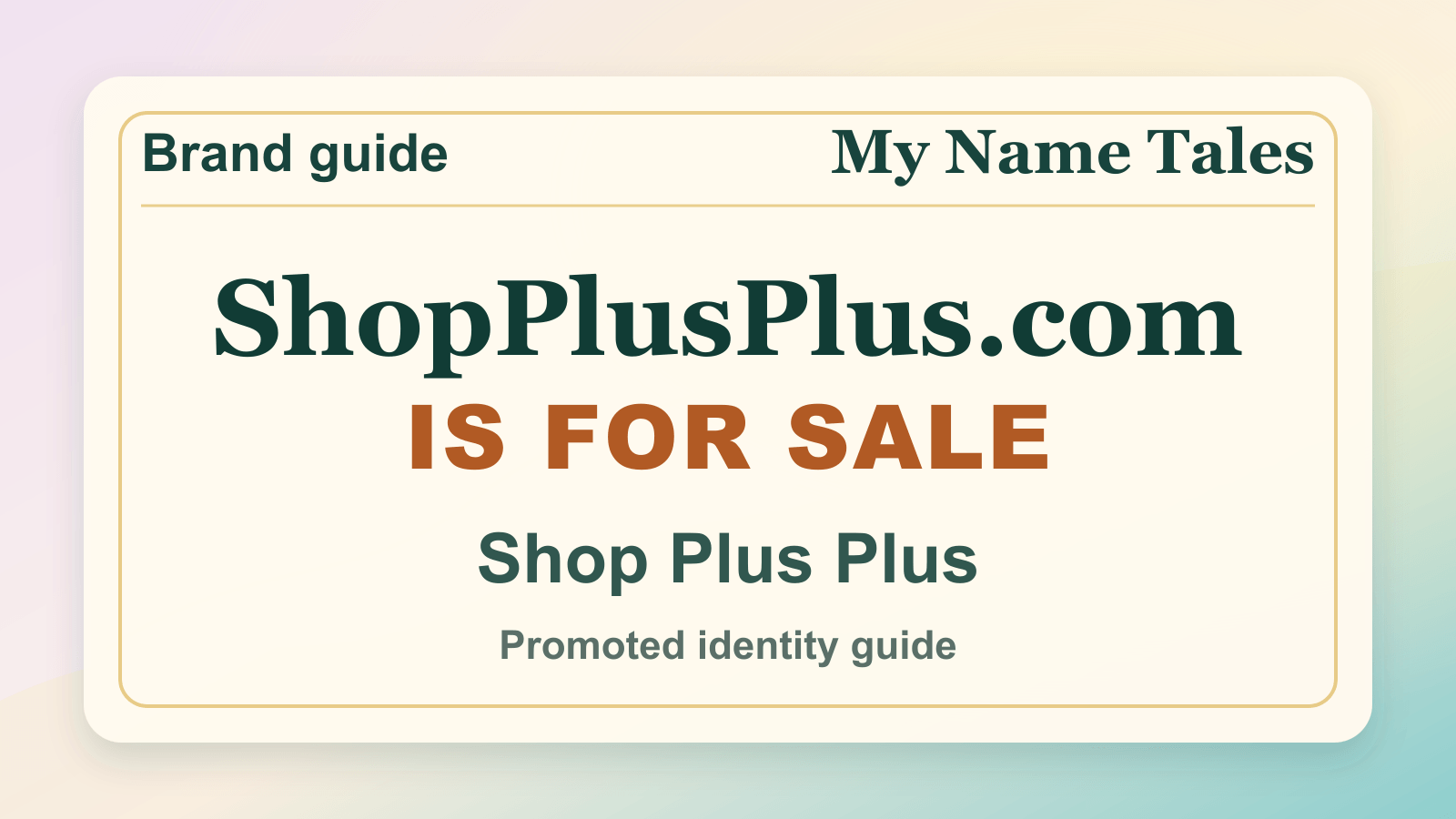Shop Plus Plus identity guide image — ShopPlusPlus.com is for sale