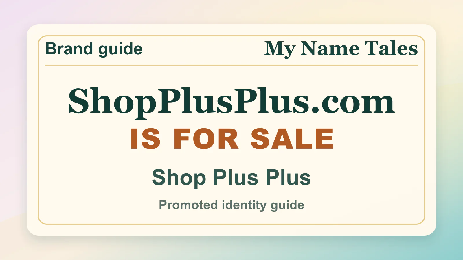 Shop Plus Plus brandable domain guide thumbnail on My Name Tales