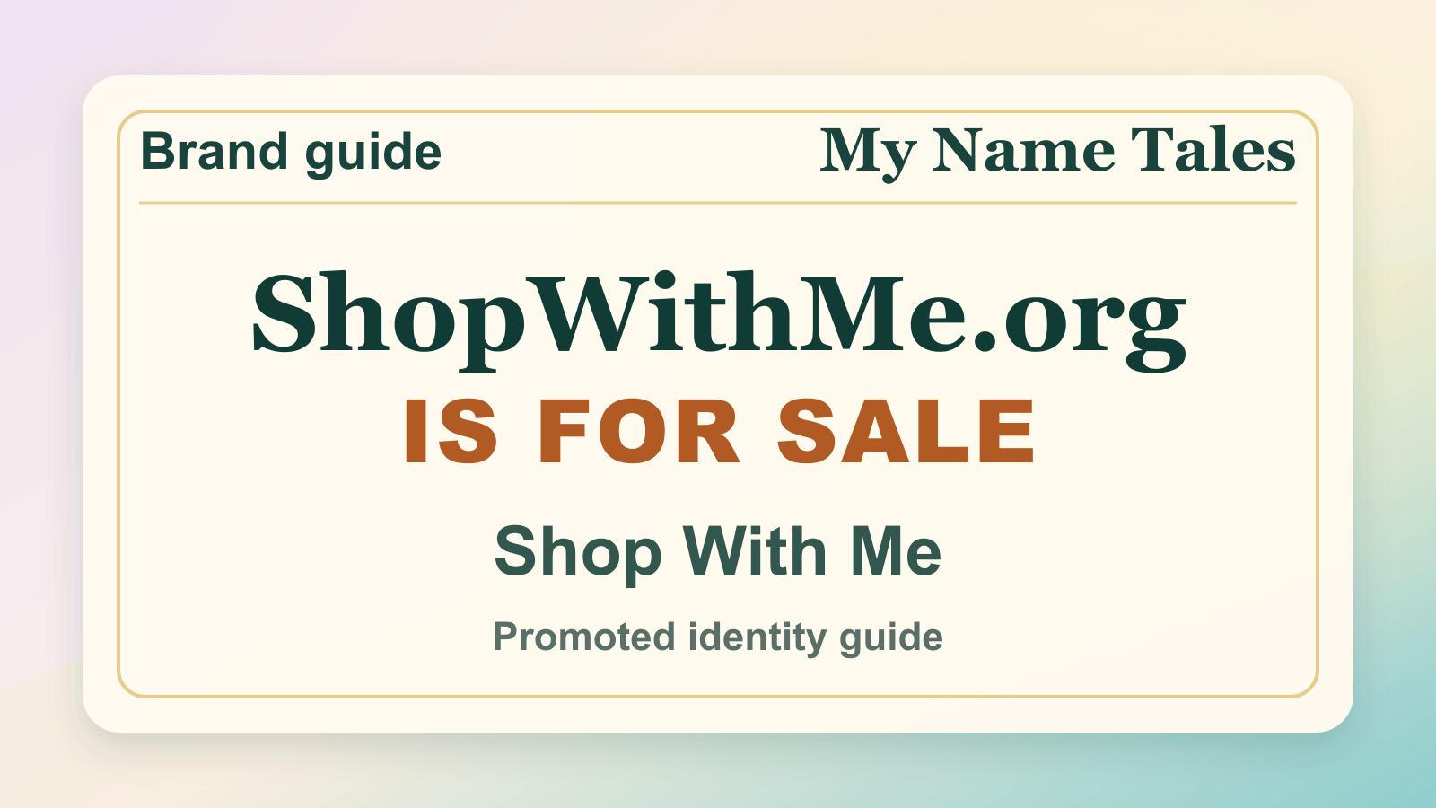 Shop With Me identity guide image — ShopWithMe.org is for sale