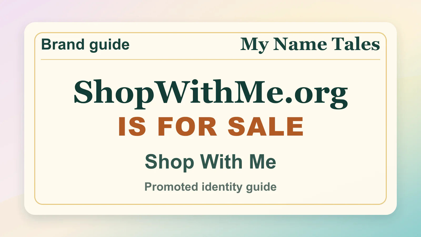 Shop With Me brandable domain guide thumbnail on My Name Tales
