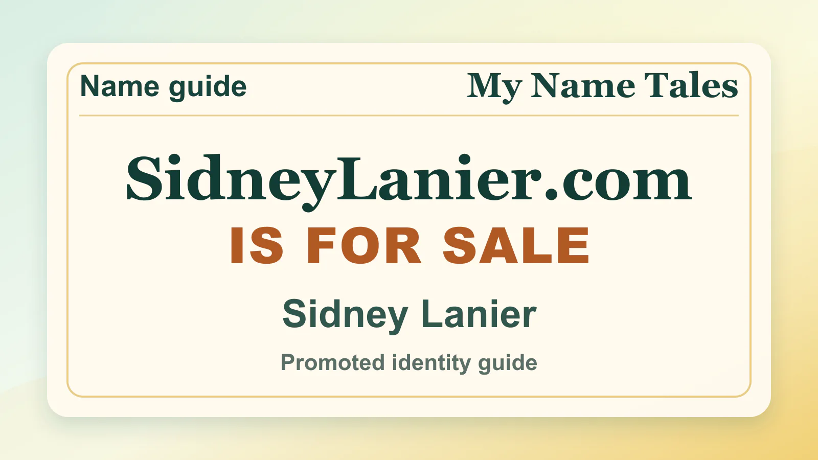 Sidney Lanier personal name guide thumbnail on My Name Tales