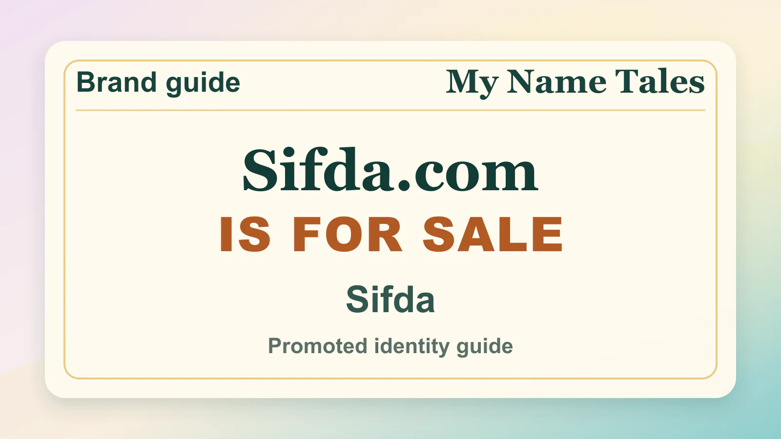 Sifda brandable domain guide thumbnail on My Name Tales
