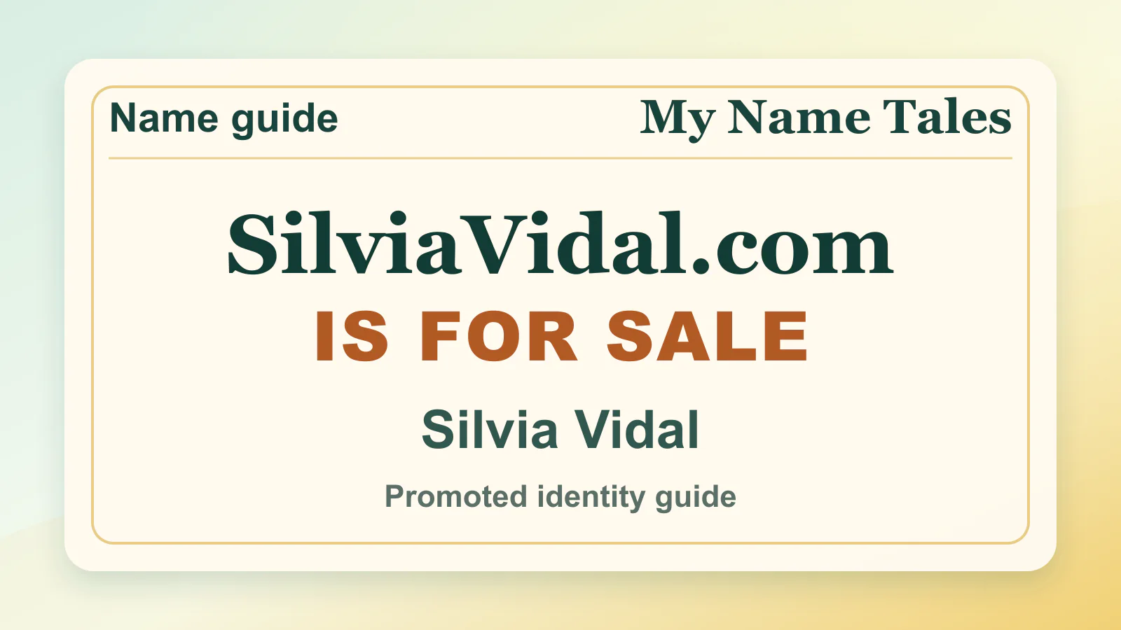 Silvia Vidal personal name guide thumbnail on My Name Tales