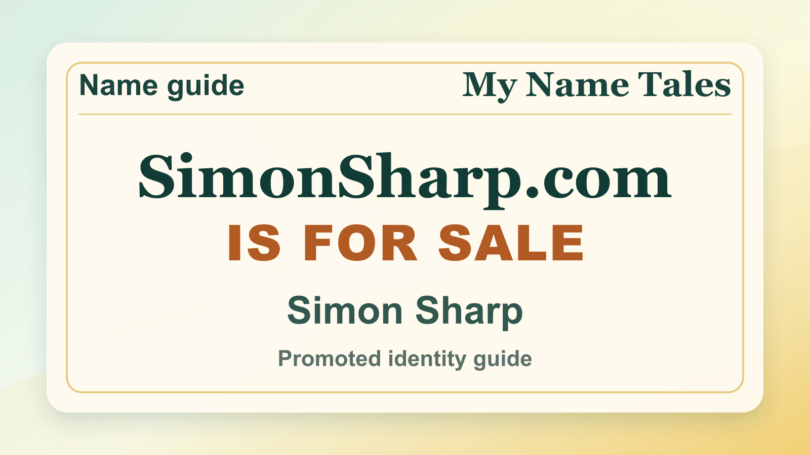 Simon Sharp identity guide image — SimonSharp.com is for sale