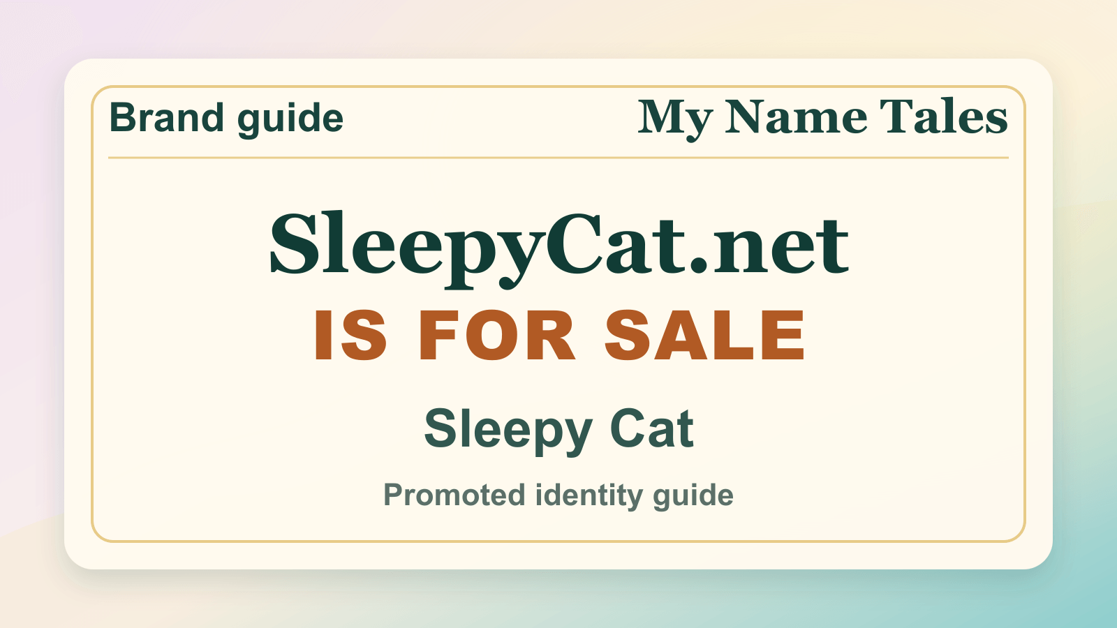 Sleepy Cat identity guide image — SleepyCat.net is for sale