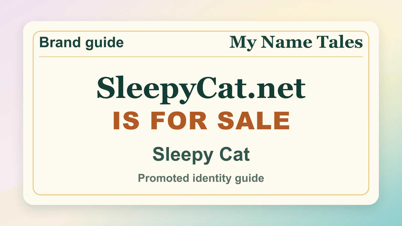 Sleepy Cat brandable domain guide thumbnail on My Name Tales