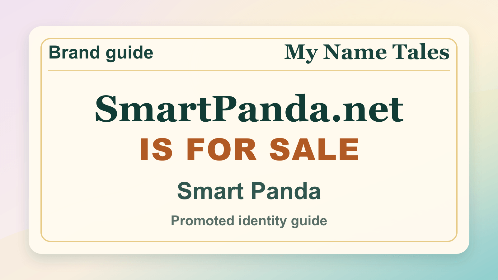 Smart Panda identity guide image — SmartPanda.net is for sale