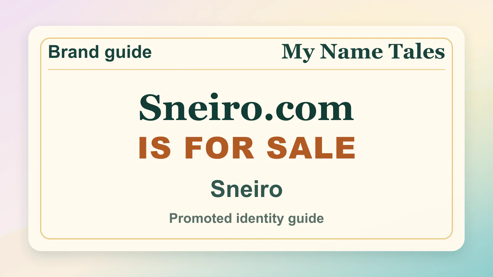 Sneiro brandable domain guide thumbnail on My Name Tales