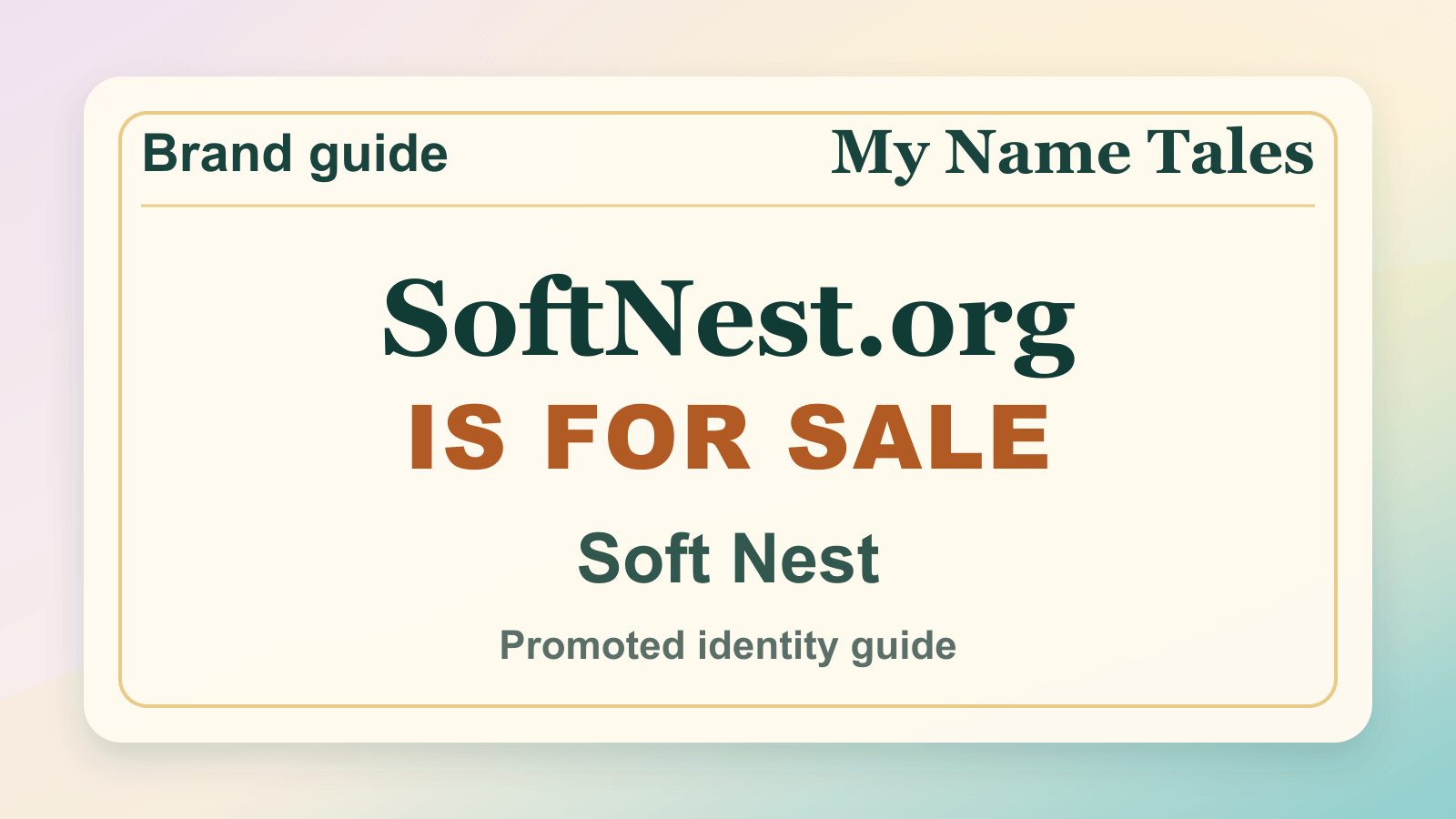 Soft Nest identity guide image — SoftNest.org is for sale