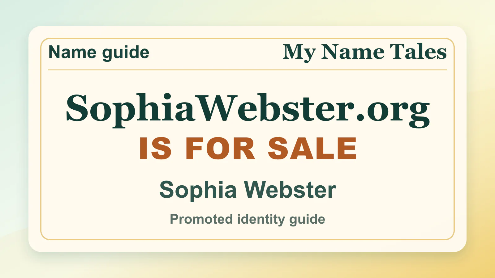 Sophia Webster personal name guide thumbnail on My Name Tales