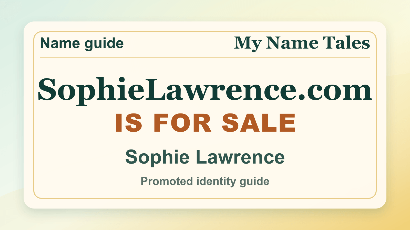 Sophie Lawrence identity guide image — SophieLawrence.com is for sale