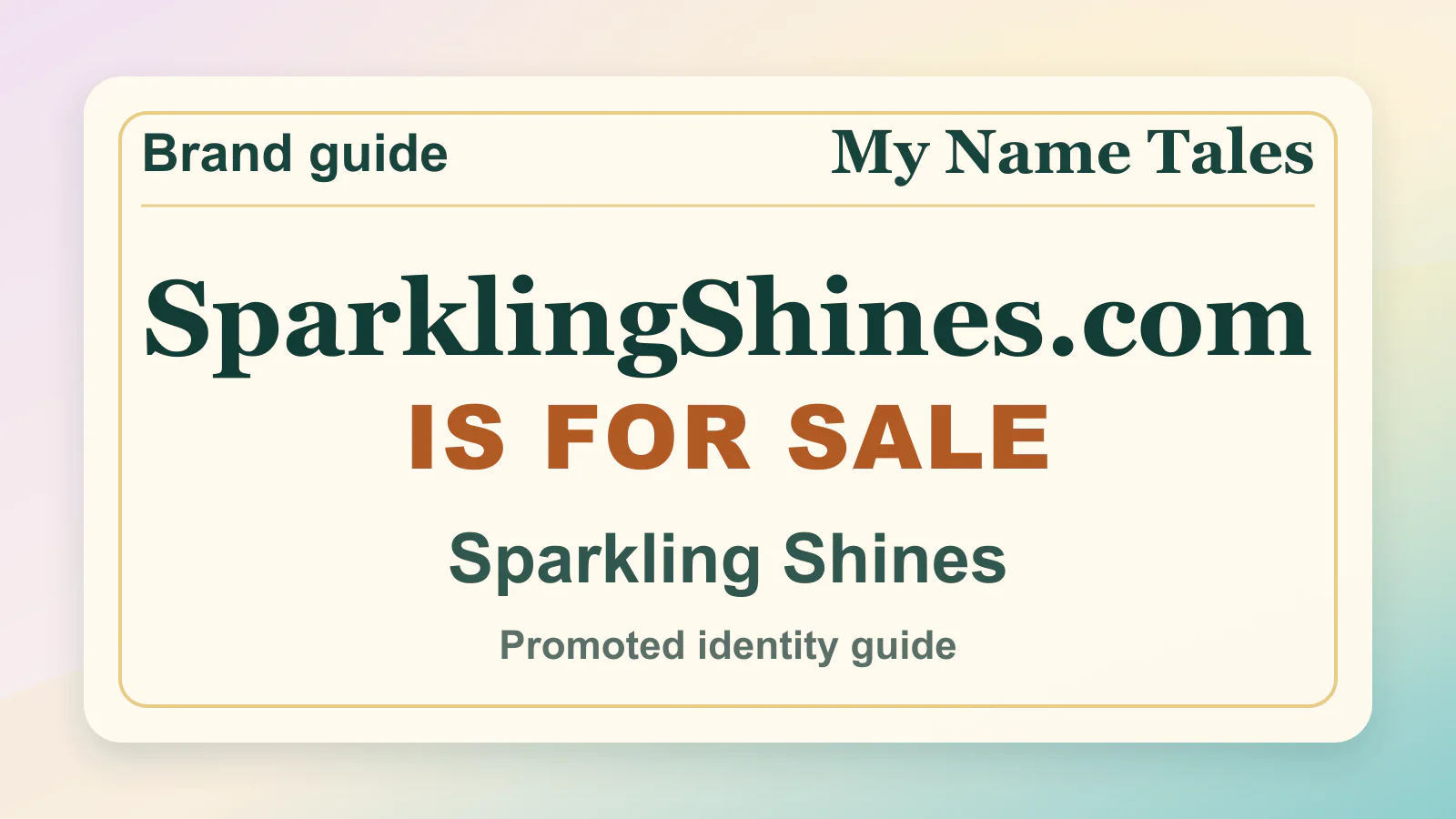 Sparkling Shines brandable domain guide thumbnail on My Name Tales