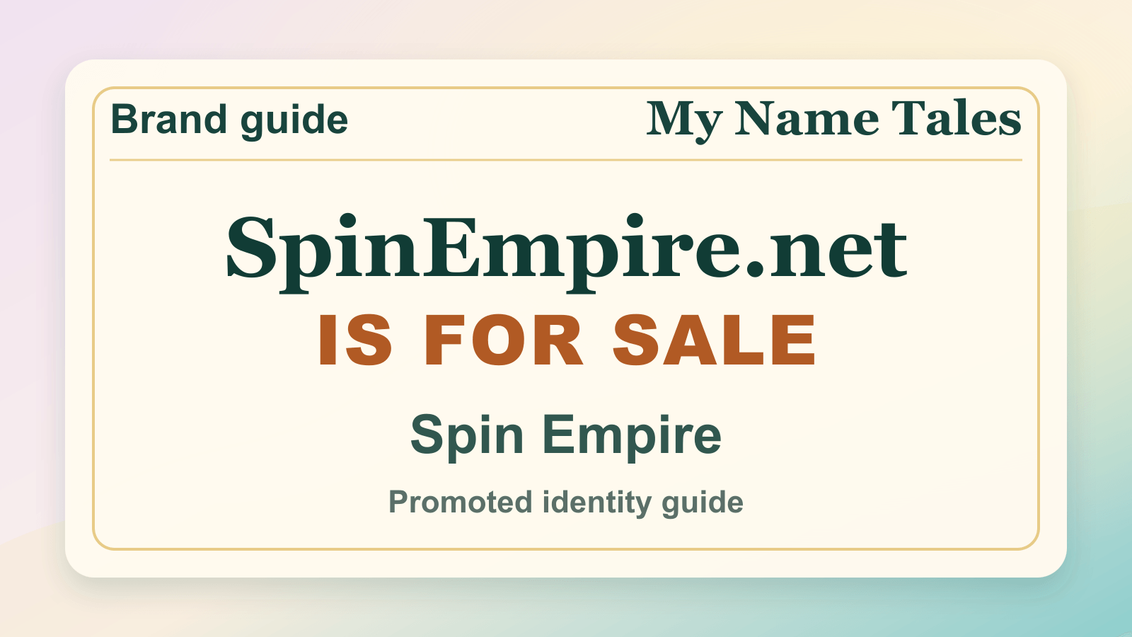 Spin Empire identity guide image — SpinEmpire.net is for sale