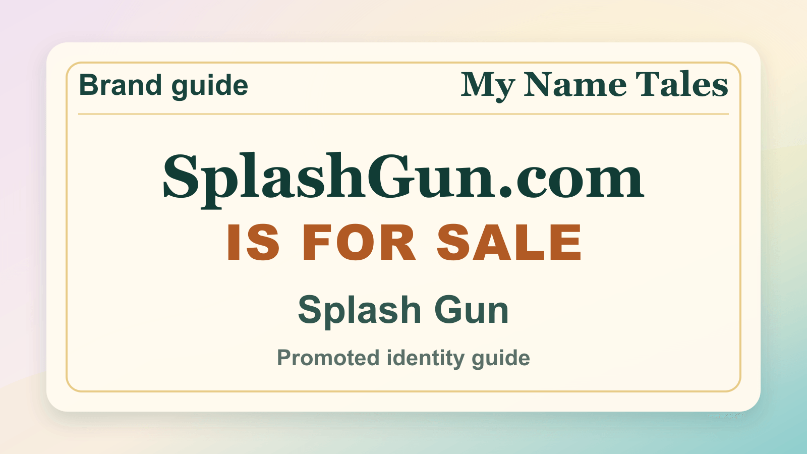 Splash Gun identity guide image — SplashGun.com is for sale