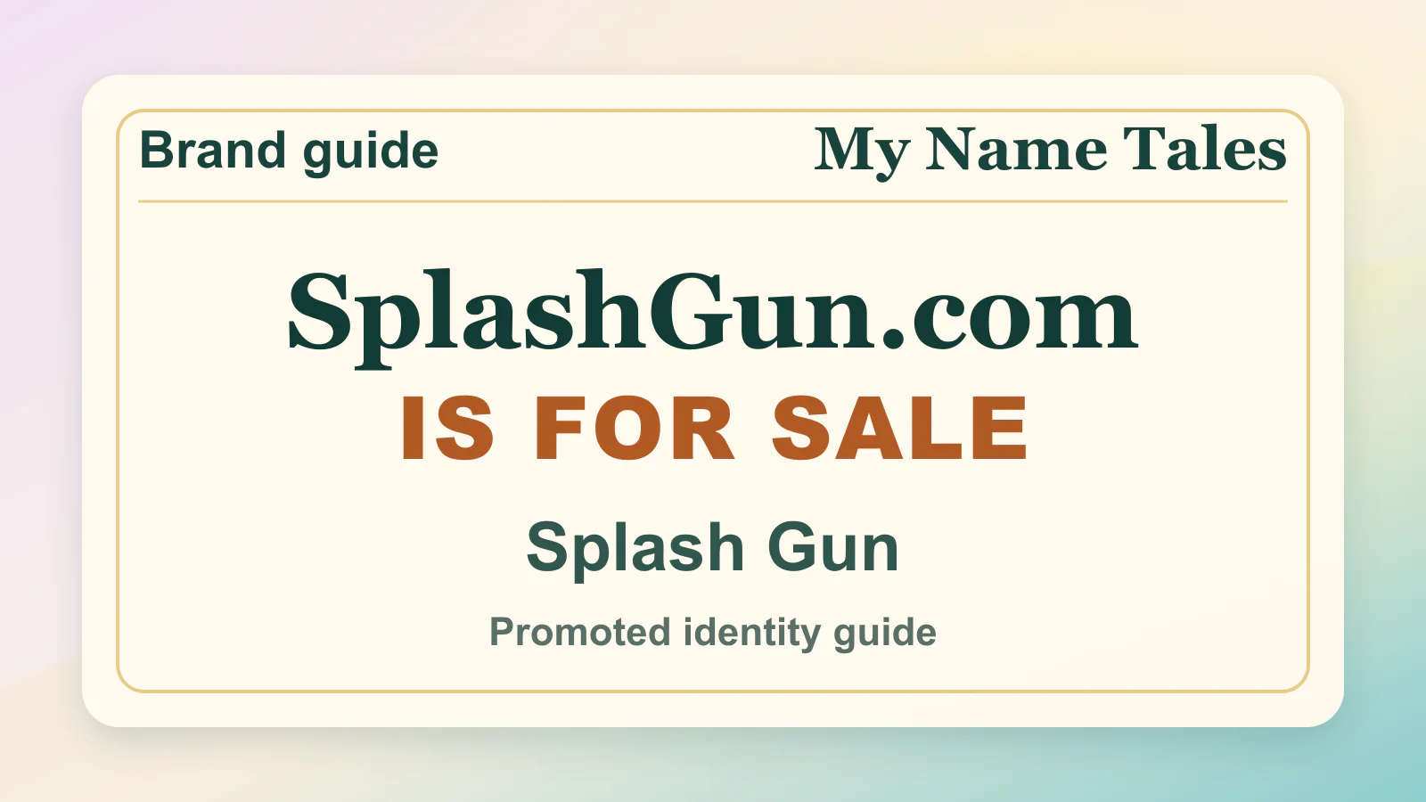 Splash Gun brandable domain guide thumbnail on My Name Tales