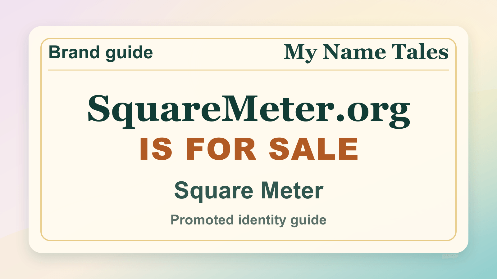 Square Meter identity guide image — SquareMeter.org is for sale