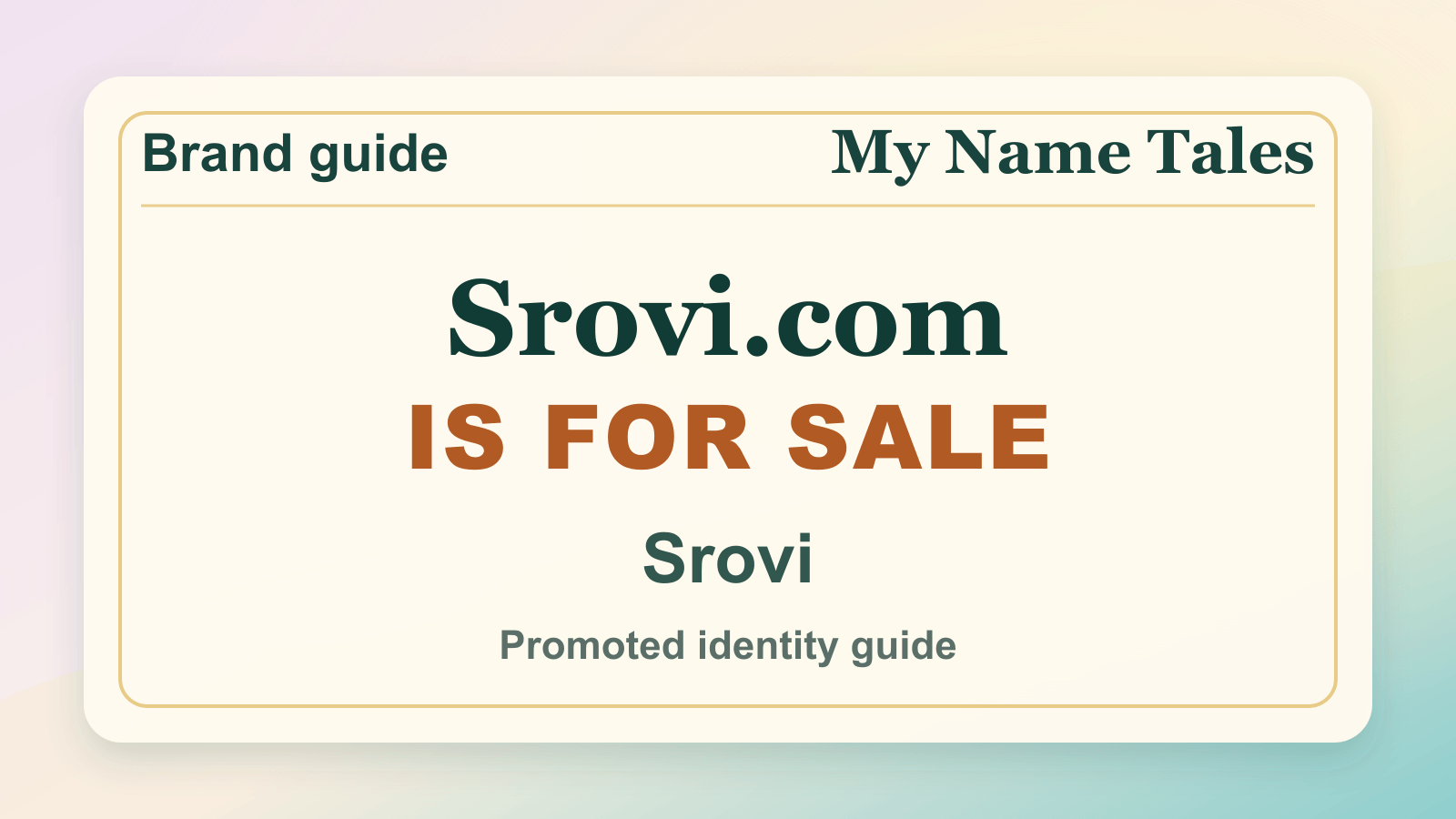 Srovi identity guide image — Srovi.com is for sale