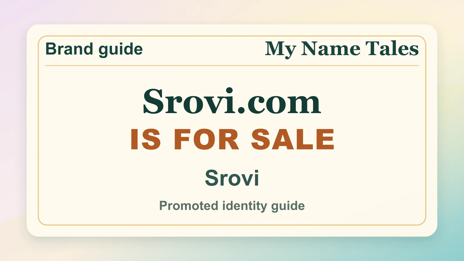 Srovi brandable domain guide thumbnail on My Name Tales