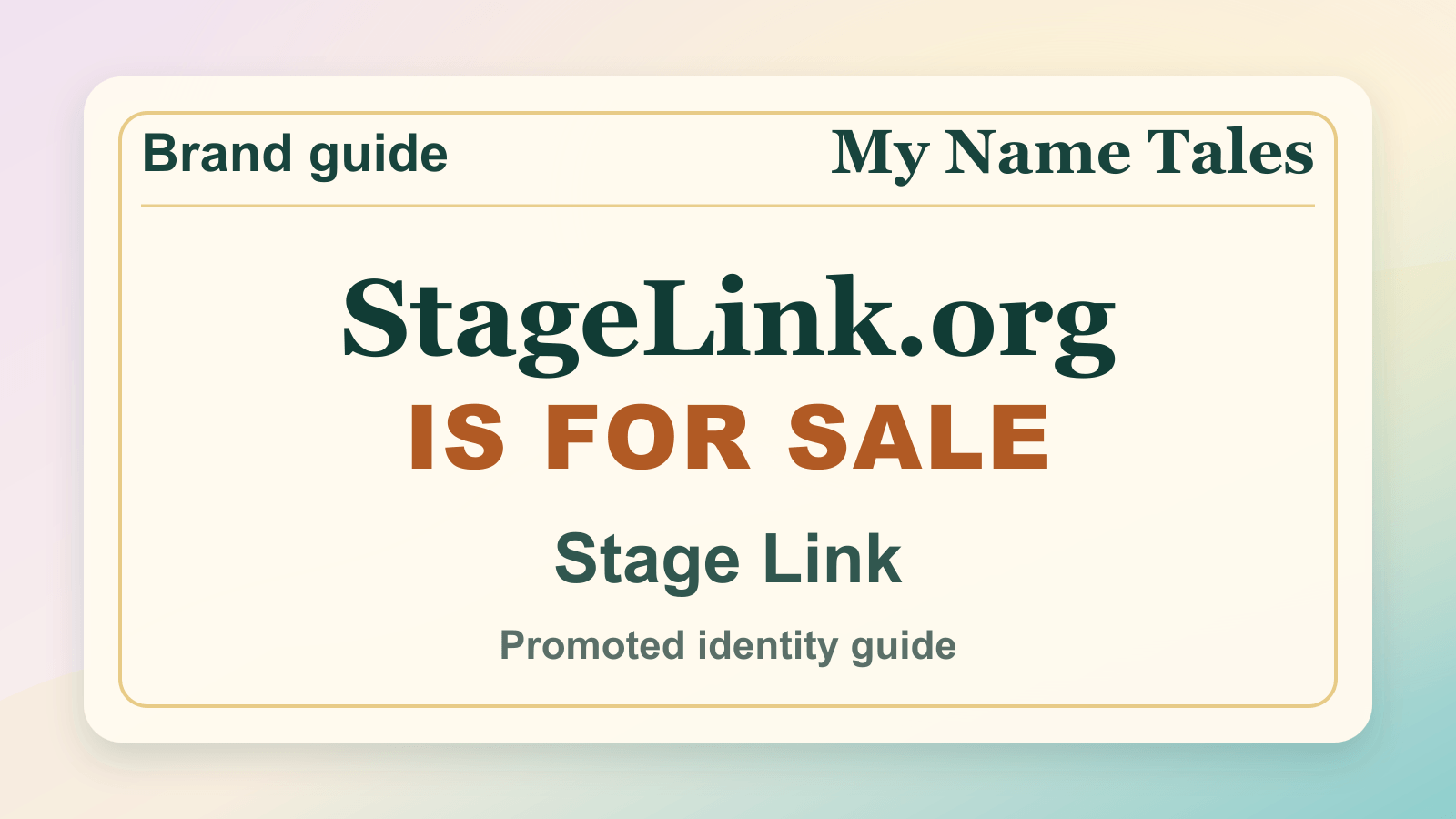 Stage Link identity guide image — StageLink.org is for sale