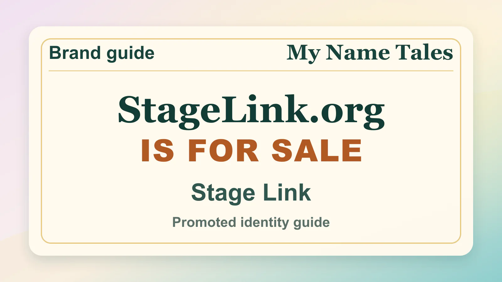 Stage Link brandable domain guide thumbnail on My Name Tales