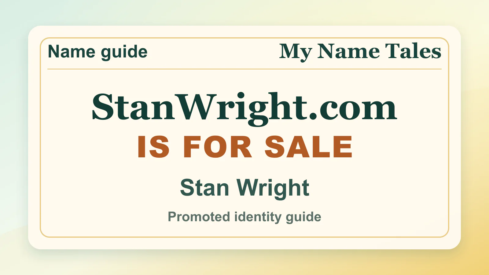 Stan Wright personal name guide thumbnail on My Name Tales