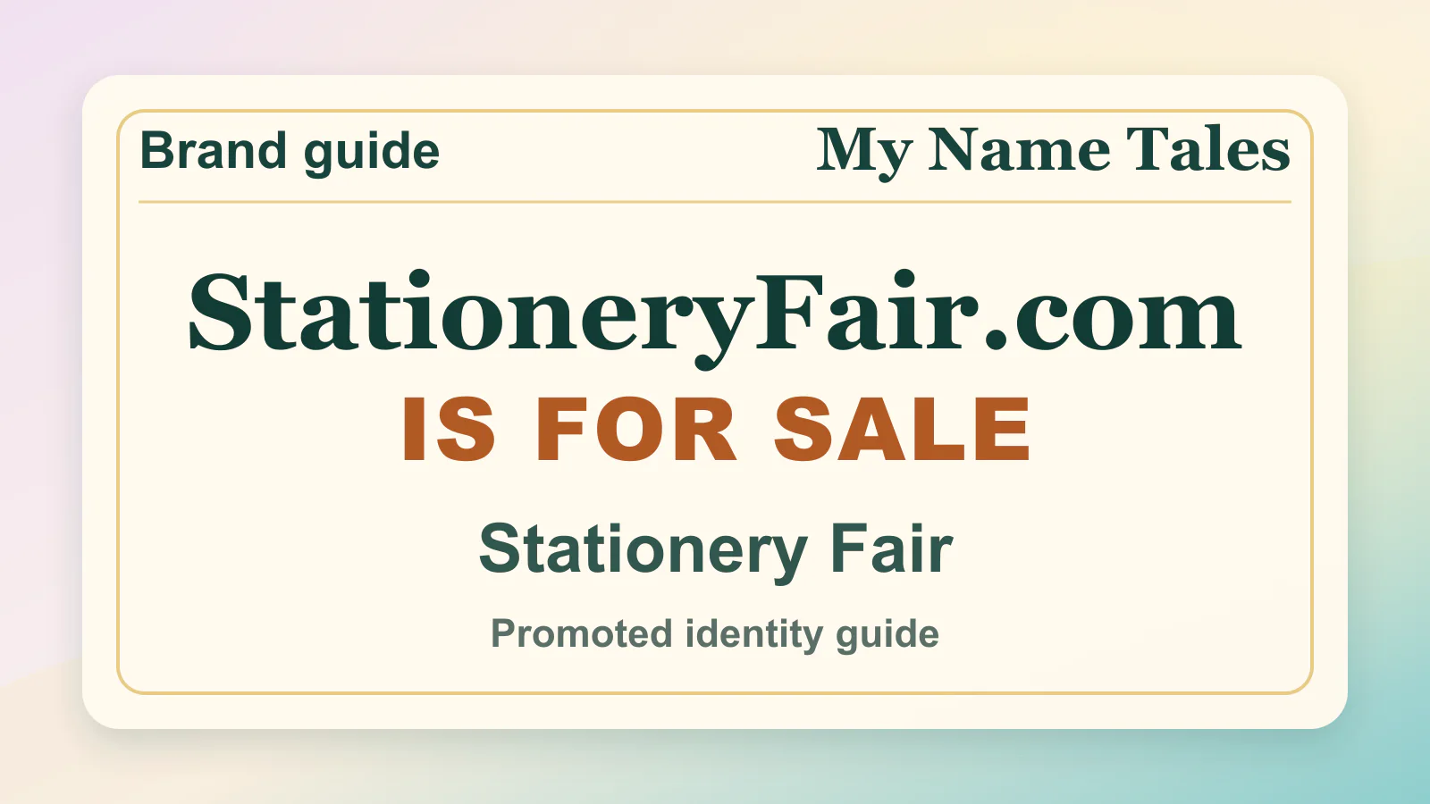 Stationery Fair brandable domain guide thumbnail on My Name Tales