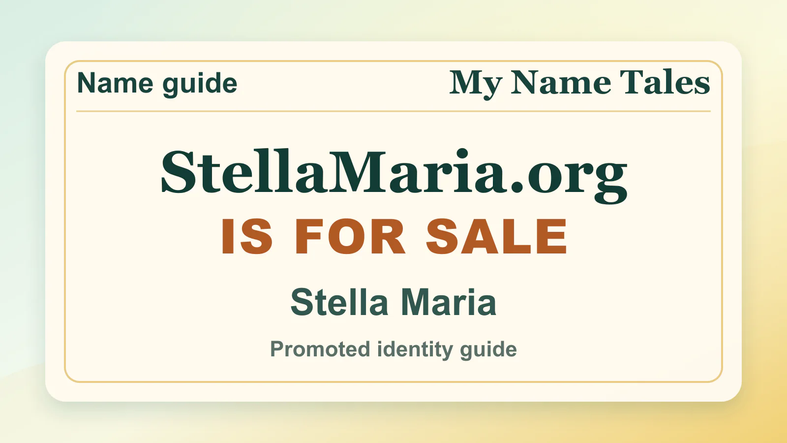 Stella Maria personal name guide thumbnail on My Name Tales