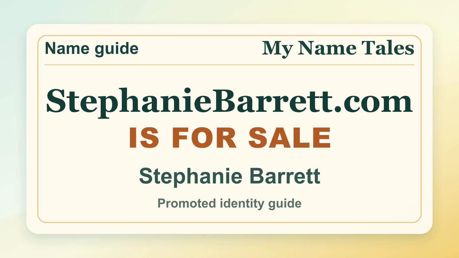 Stephanie Barrett personal name guide thumbnail on My Name Tales