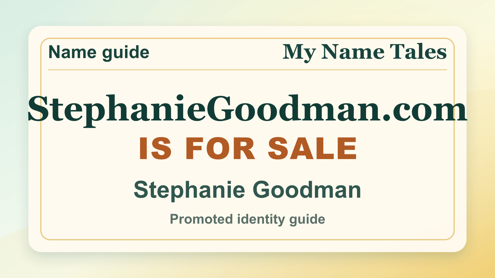 Stephanie Goodman identity guide image — StephanieGoodman.com is for sale