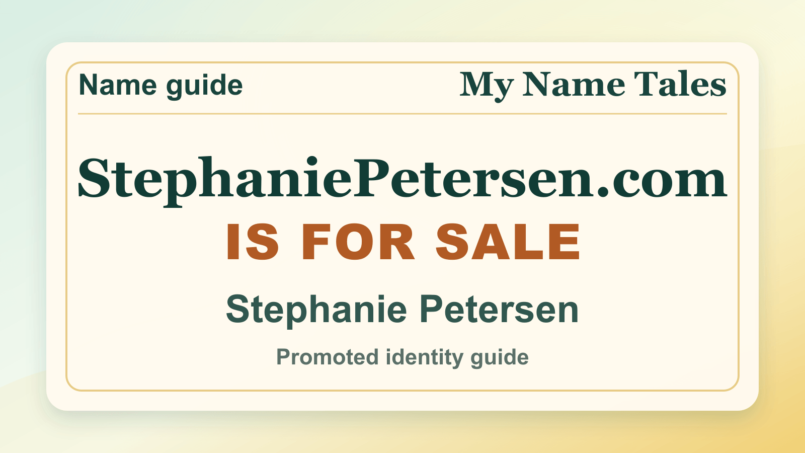 Stephanie Petersen identity guide image — StephaniePetersen.com is for sale