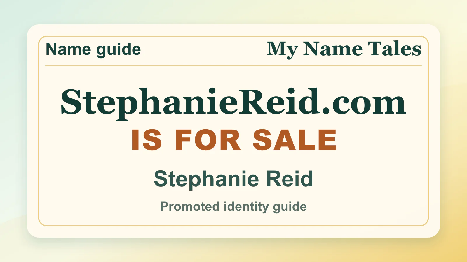 Stephanie Reid personal name guide thumbnail on My Name Tales