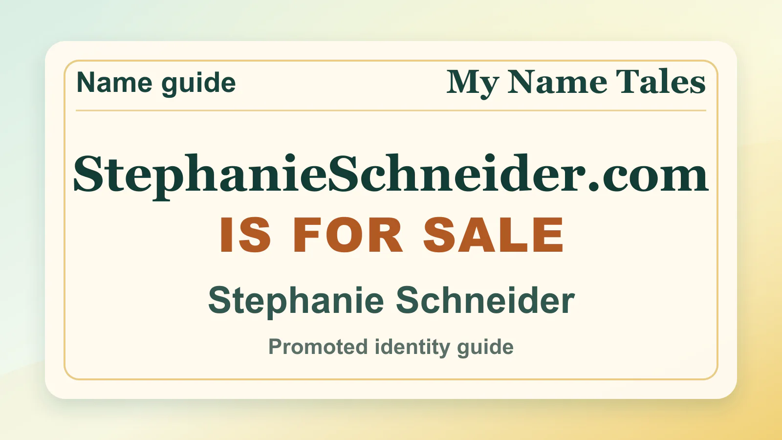 Stephanie Schneider personal name guide thumbnail on My Name Tales