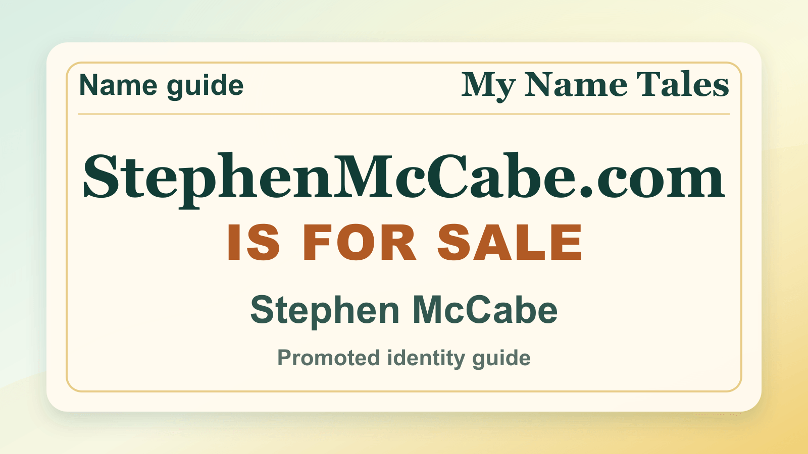 Stephen McCabe identity guide image — StephenMcCabe.com is for sale