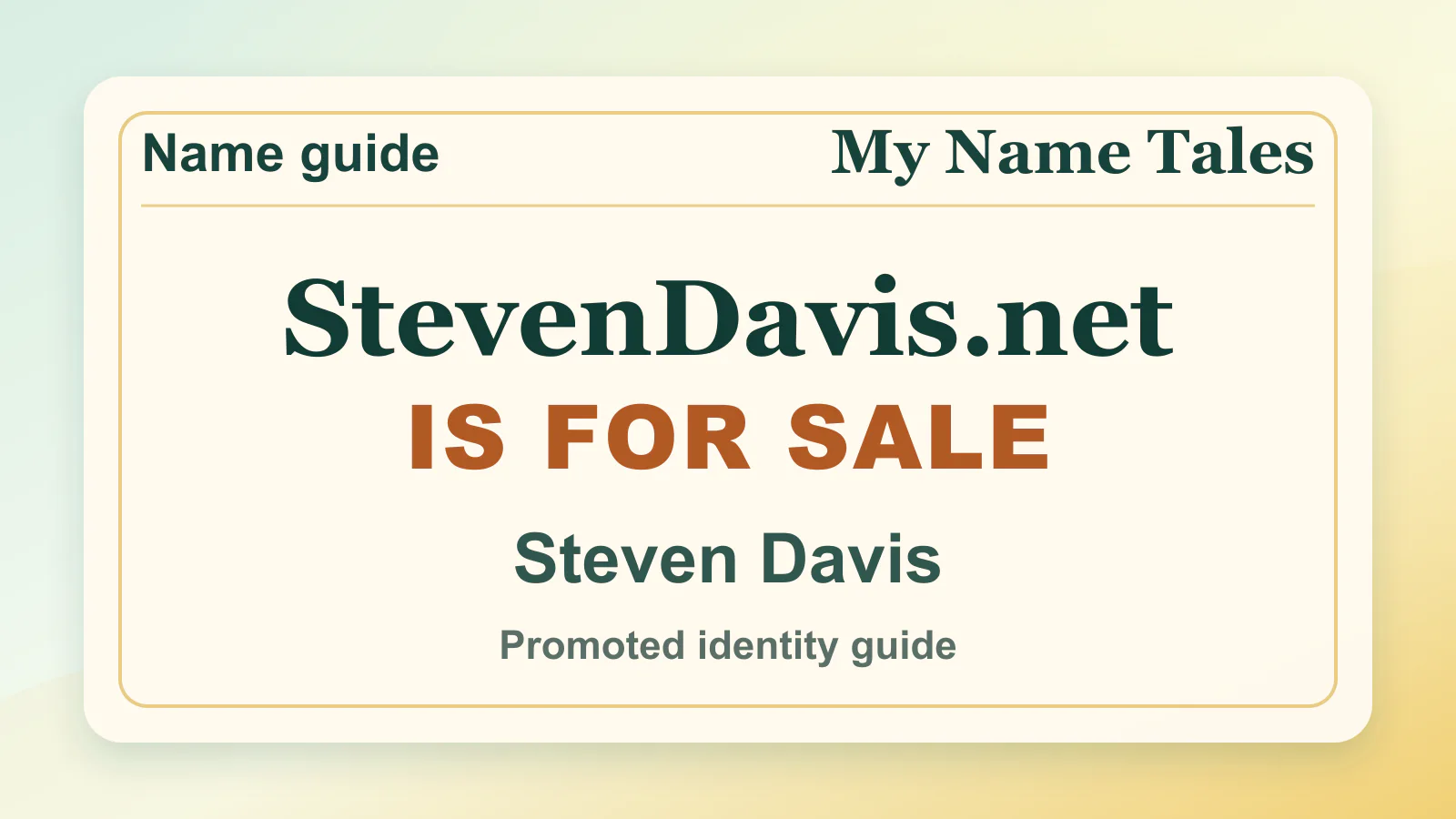 Steven Davis personal name guide thumbnail on My Name Tales